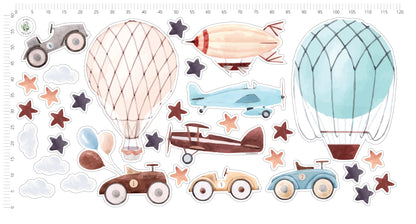 Retro Cars and Airplanes Wall Sticker